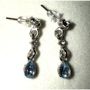 Blue Water Drop Zircon Stud Earrings